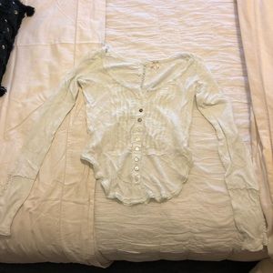 Free People Long Sleeve Cropped Back Top